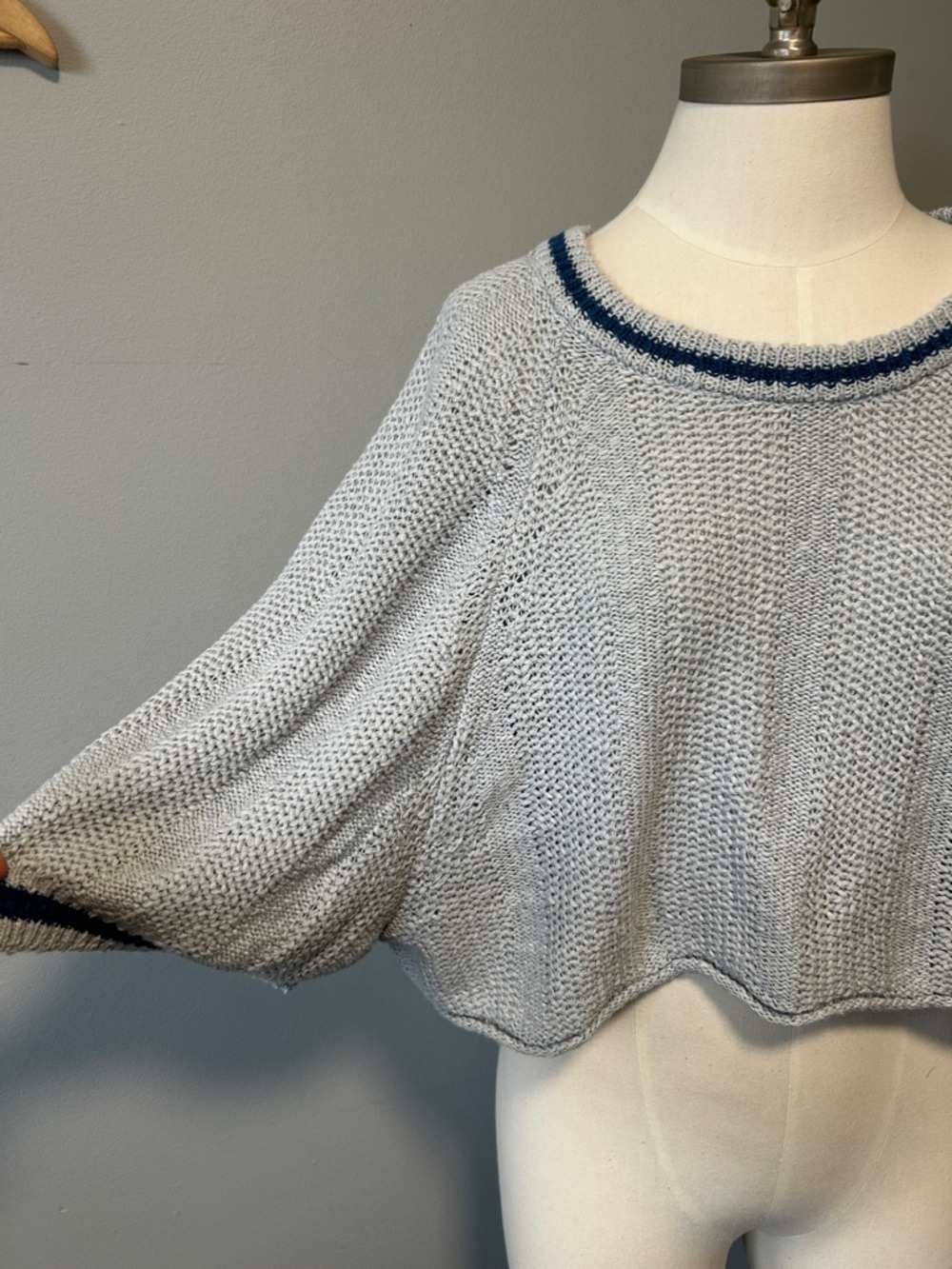 BDG Urban Outfitters Coastal Cropped Knit Boxy Textured Short Sleeve Sweater